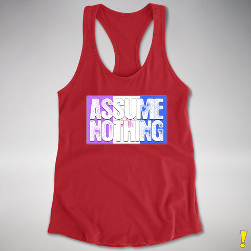 Assume Nothing Drag Pride Flag Racerback Tank - Red